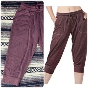 Women’s Icyzone French Terry Purple cropped capri Jogger SweatPants Medium M